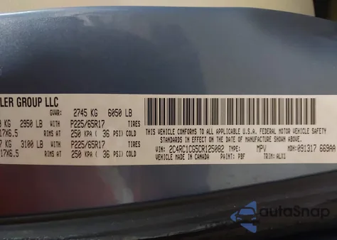 2012 Chrysler Town & Country Touring-L z USA, uszkodzony, nr VIN 2C4RC1CG5CR125082